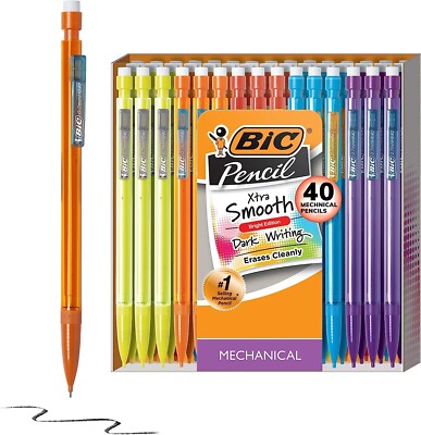 BIC Xtra Smooth Mechanical Pencils With Erasers (0.7mm), 40 Count (Pack of 1)