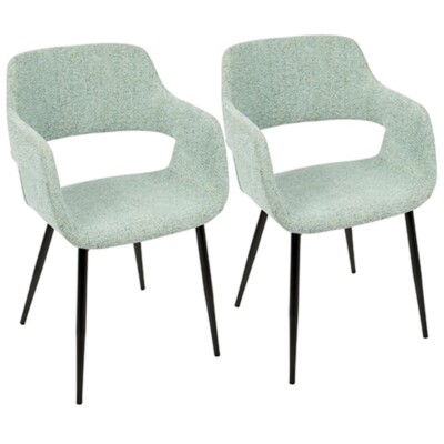 Lumisource Margarite Chair Set of 2, Light Green/Black CH-MARGBK