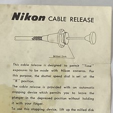 Nikon Cable Release Instructions Advertising Ad Paper Information