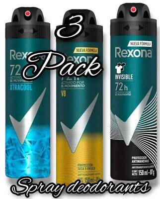 3 Pack Rexona Men Perfect Gym Assorted Deodorants Antiperspirant Spray 150ml 