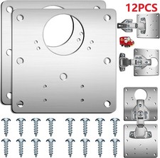 12 Kitchen Cupboard Door Hinge Repair Kit Plate and Fixing Screws Cabinet Hinges
