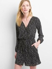 Gap Print Button-Front Dress Black Flower Size S item #920854