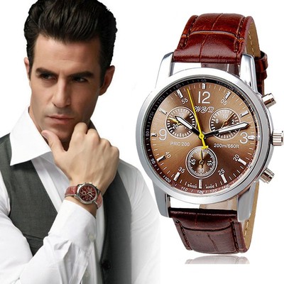 Herren: Designer Tachymeter Chronograph Sportuhr mit Krokodillederarmband