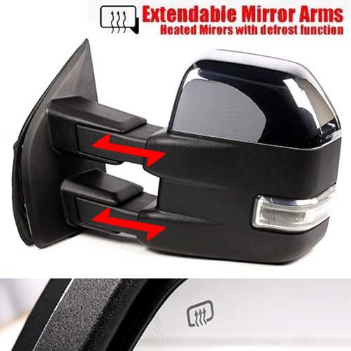 03-07 F250/F350/F450/F550 Power/Heated/LED Signal Black/Chrome Towing Mirrors - Picture 2 of 5