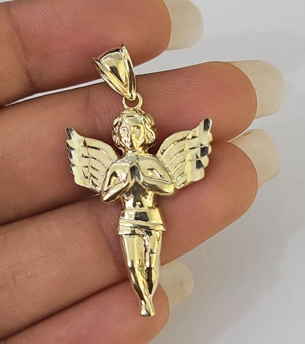 10K Real Praying Hands Charm Pendant Yellow Gold 1.5