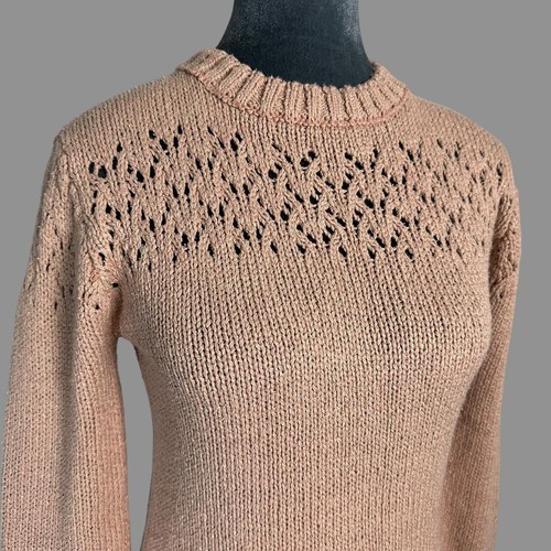 vintage 1980s pink knit cottagecore grandma sweater Margaret Chadwick sz s - Picture 2 of 8