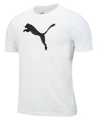 Puma Men Team RISE Logo Cotton T-Shirts Athletic White Run Jersey