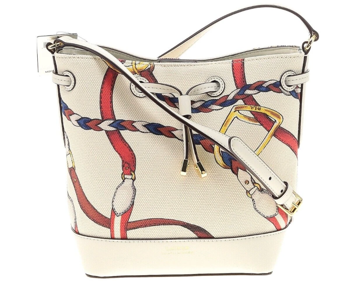NWT Lauren Ralph Lauren Mini Debby II Bridle Bit Motif Drawstring Bag Purse