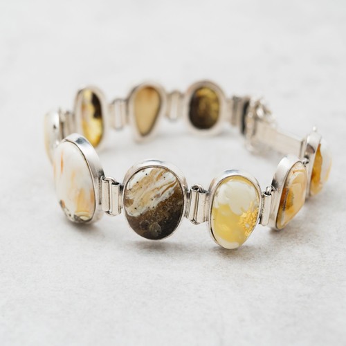 Exclusive Baltic Amber Statement Bracelet Natural Amber Silver Jewelry Unique - Picture 5 of 11