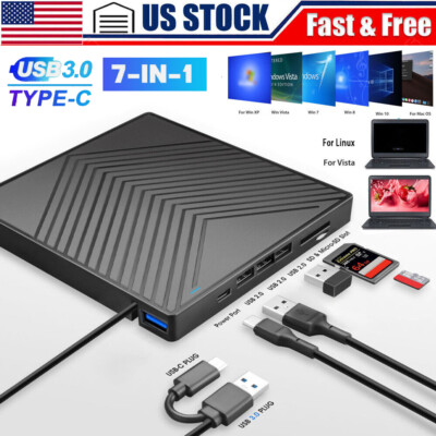 External CD DVD Drive USB 3.0 Writer Burner Player for PC Laptop Windows 11 10