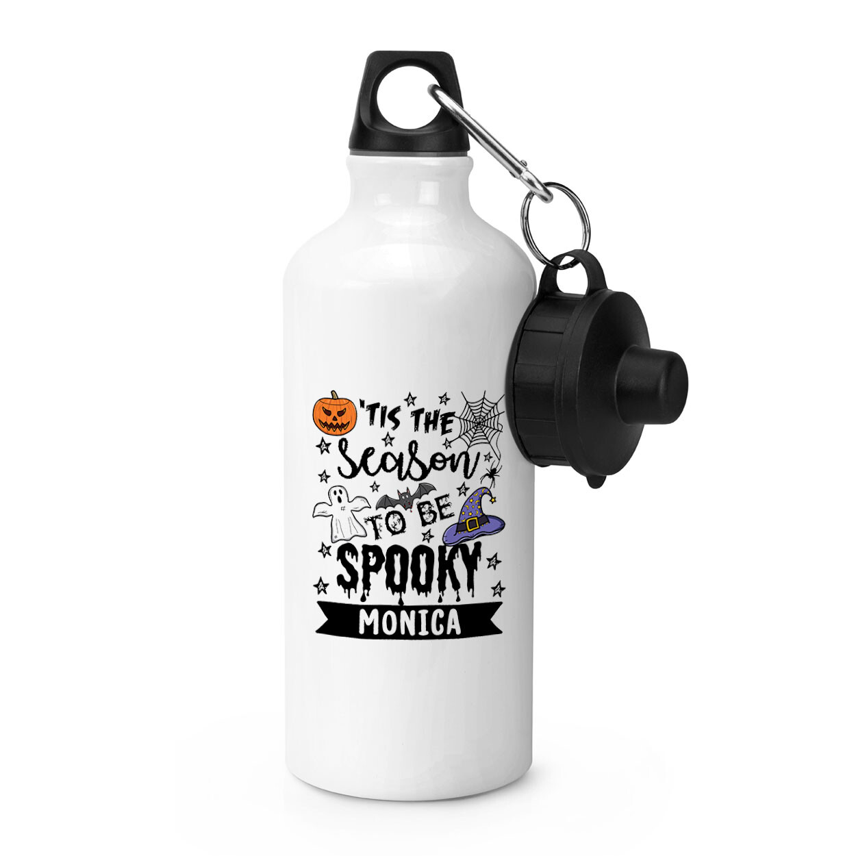 Personalised Tis The Season To Be Spooky Sports Water Bottle Halloween Ghost