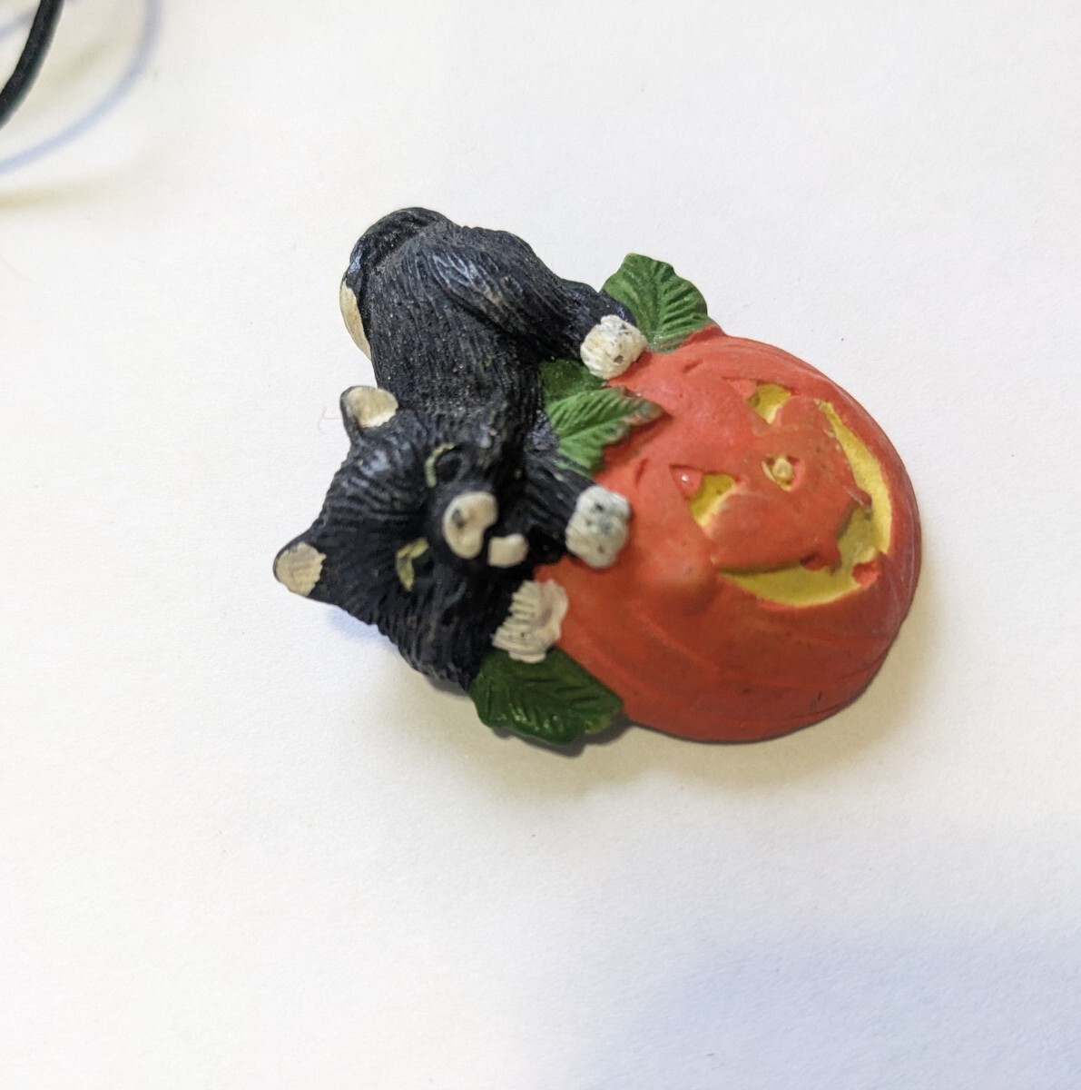 Vtg Halloween Brooch Pin Orange Pumpkin Black Cat Jack O Lantern Pin ...