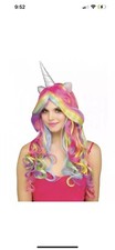 Unicorn Wig Horns Ears Adult Womens Teens Party Fancy Dress Pink Blue Yellow