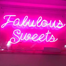 Pink Falulous Sweets Neon Signs for Gift Custom Wall Window Light 17"x10"