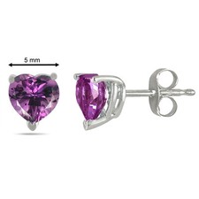 5MM Heart Amethyst Earrings in Sterling Silver