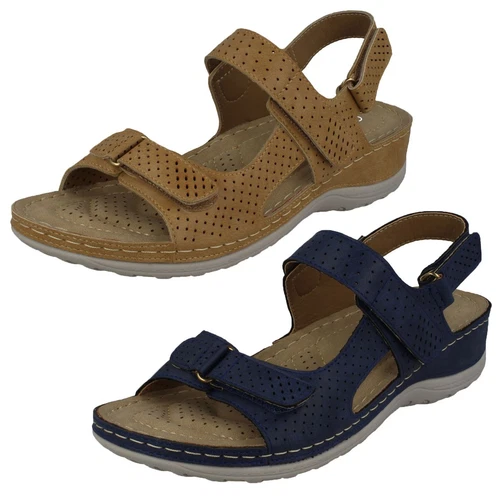 Ladies Spot On 'F10941' Casual Hook & Loop Sandals