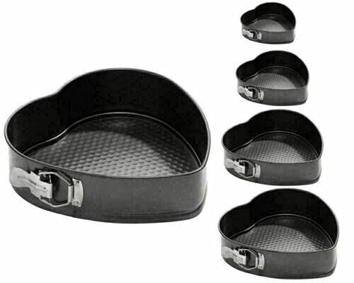 New 5pcs Heart Shaped Spring Form Non Stick Wedding Baking Cake Tins Pan Set - Picture 1 of 3