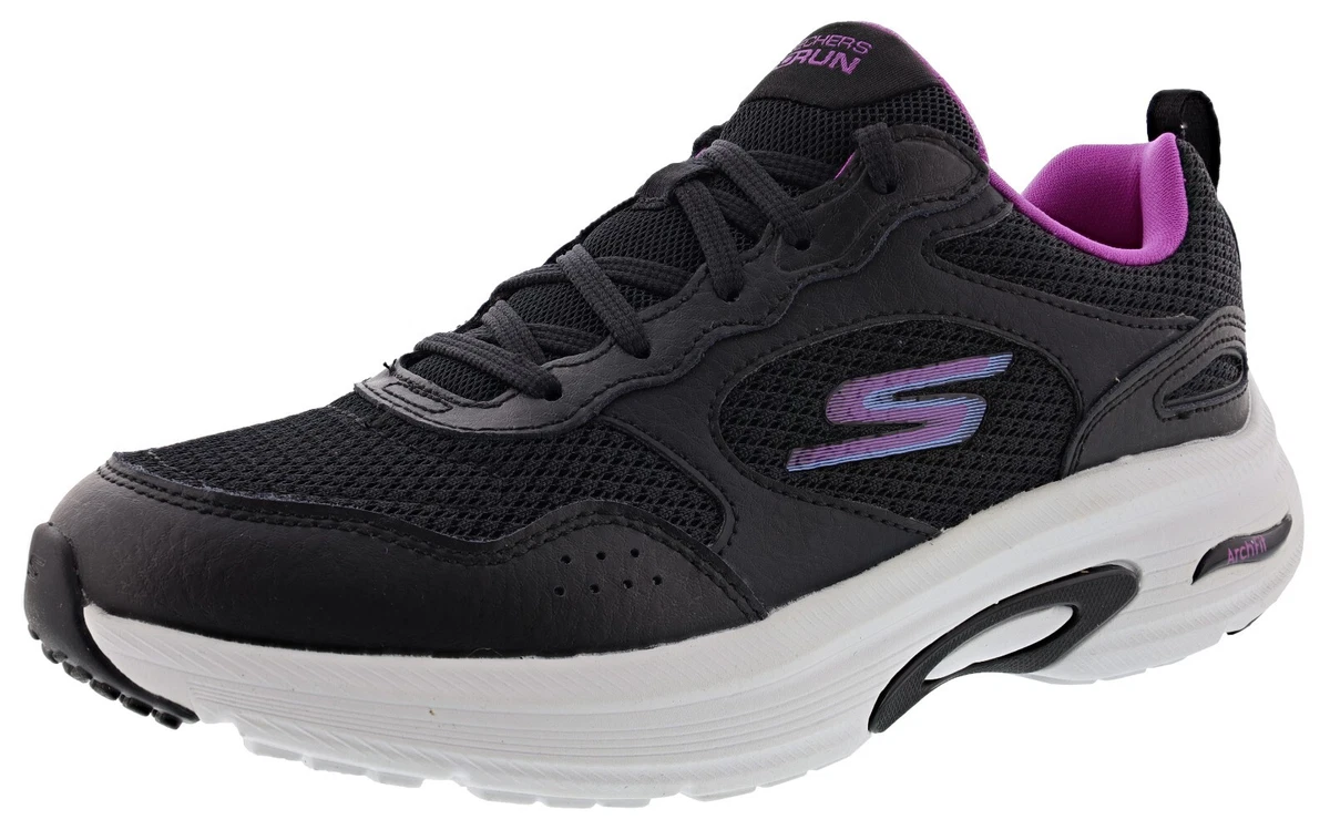 SKECHERS WOMEN S GO RUN ARCH FIT EASY ROAD 128952BKPR LACE UP RUNNING SHOES