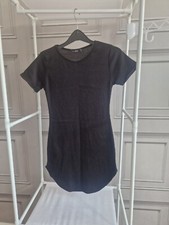 Boohoo Black Ribbed Tshirt Bodycon Dress Size 8