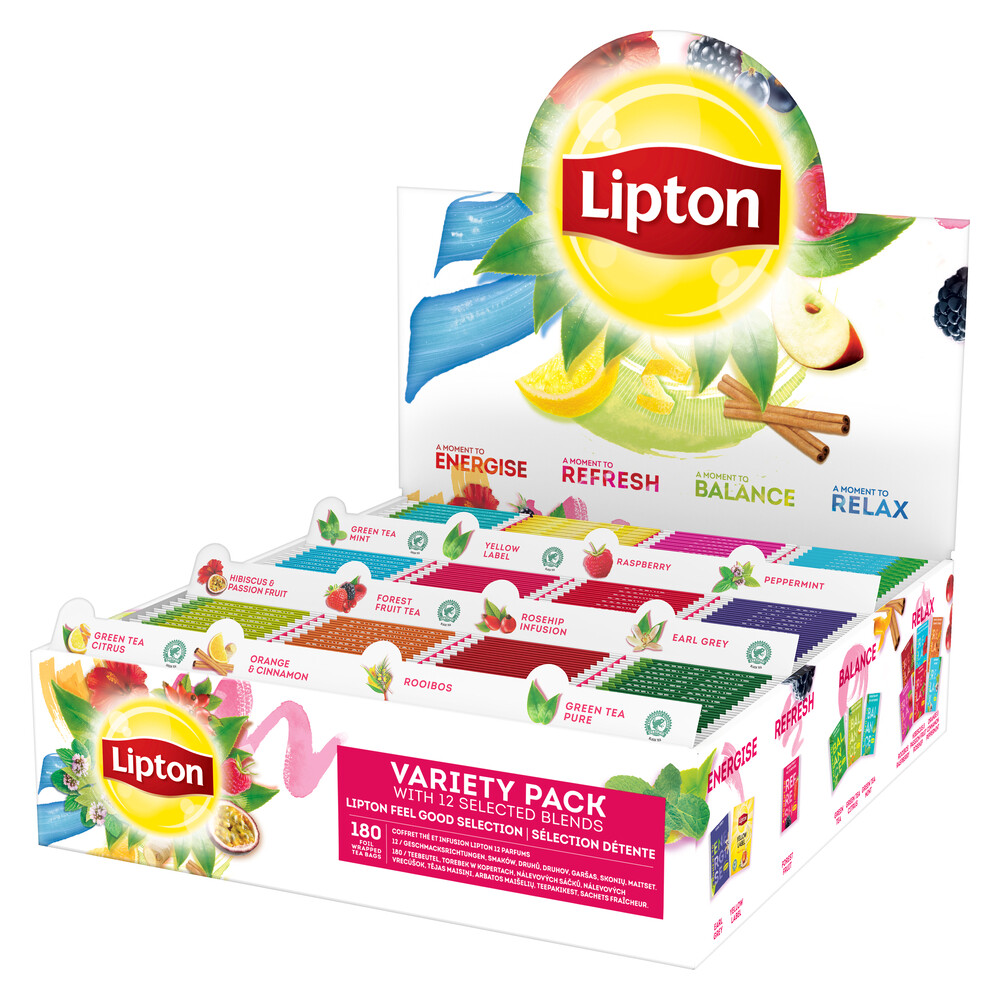 LIPTON CLASSIC VARIETY PACK - 180 ENVELOPES - 12 FLAVOURS - BIG