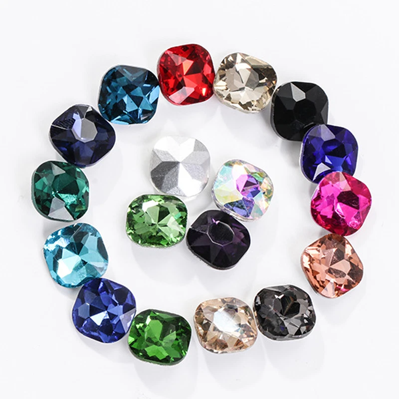 100pcs Glass Crystal Rhinestone Color Fat square Withcford Strass Jewels stones - Image 2 of 4