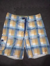 quicksilver board shorts plaid with neo fly drawstring no liner size 38