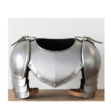 Medieval Steel Pauldrons with Gorget   18 Gauge Knight Shoulder Armor