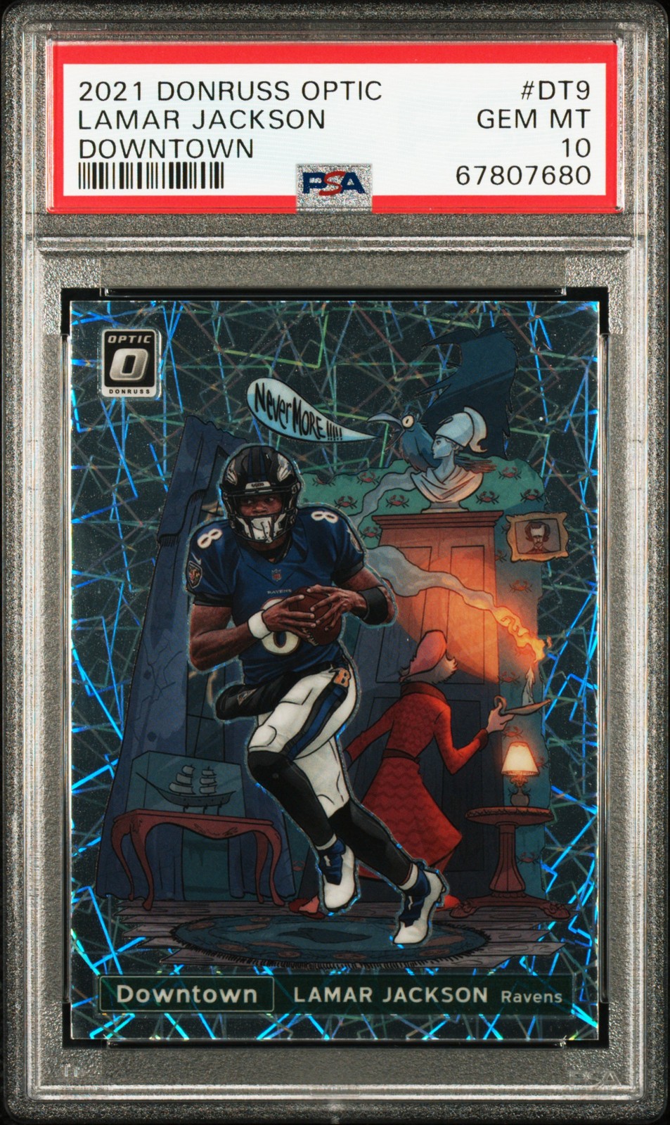 2021 DONRUSS OPTIC #DT-9 LAMAR JACKSON DOWNTOWN PSA 10