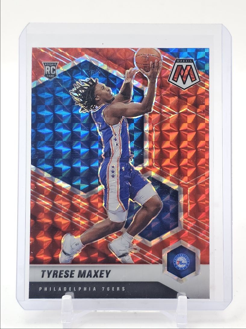TYRESE MAXEY 2020-21 MOSAIC ROOKIE RED MOSAIC PRIZM 76ERS #203 RC Q5588