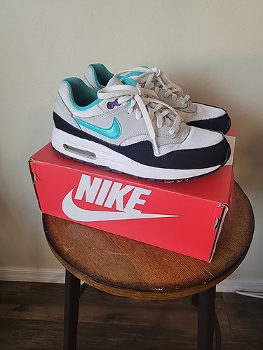Big Kid's Nike Air Max 1 White/Hyper Jade-Pure Platinum Youth Size 5.5 - Picture 1 of 9