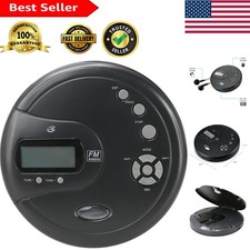 Elegant Black CD Player with FM Radio, Anti-Skip Programmable Features