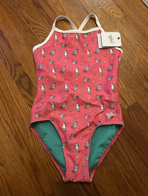 NWT Dolfin  Uglies Girls Size 16 Pink unicorn Print One Piece Swimsuit