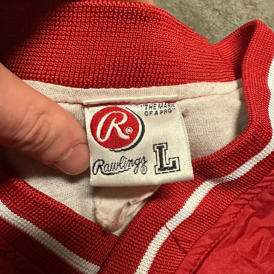 Rompevientos Pullover Rojo Rawlings Vintage Años 90 Talla Grande Foto 4 de 4
