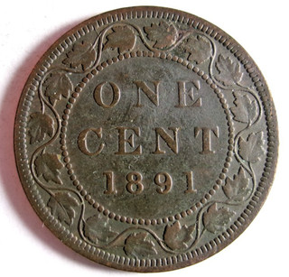 1891 CANADA CENT SDLL (SMALL Date Large Leaves) OBV 3 Type SHARP Lot S16