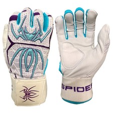 Spiderz ENDITE X- Long Strap Batting Gloves - White/Turquoise/Purple - Large