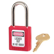 Master Lock 410Red Lockout Padlock, Keyed Different, Thermoplastic, Standard