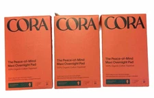 (60 ct) Cora Peace of Mind Overnight Pads  Organic Cotton with Wings 20ct X 3