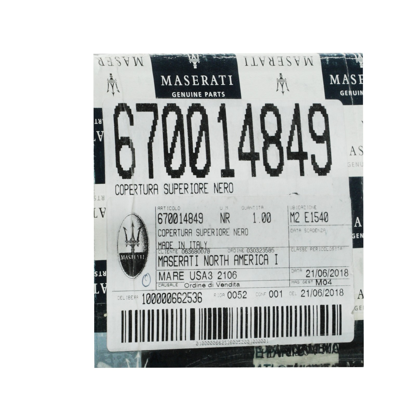GENUINE MASERATI 2013-2016 Quattroporte Glove Box Upper Cover, Black 670014849