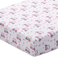 1 PCS Pink Golf Print Cotton Muslin Fitted Baby Crib Sheet 52x28 Inches