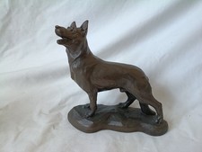 Vintage Heredities Dog Sculpture Bronze German Shepherd Alsatian Figurine Ref1