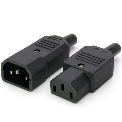 Devices C14`Plug C13`Cold Coupling 250V`10A Socket Power Plug`IEC-320 Black`New