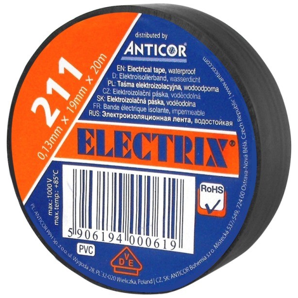 211P 19X20 INSULATION TAPE 19MM 20M PVC PE-2112001-0019020