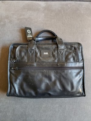 VTG Tumi Alpha Black Leather Slim Portfolio Bag - Monogramed - FULLY CLEANED! 