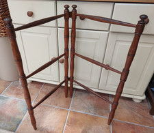 Antique pitch pine folding towel rail, clothes horse, drying rack