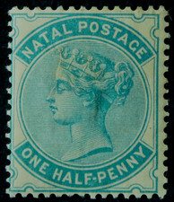 Natal 1880 ½d wmk Crown CC blue-green SG 96 Mint hinged cat £35