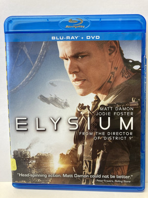 2013 Elysium Blu-ray DVD Matt Damon Jodie Foster 109 Minutes 2