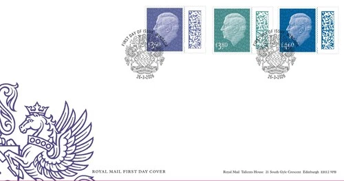 2026 GB KCIII *NEW* TARIFF Definitives FDC 26.3.26 WINDSOR £3.60, £3.80, £4.60