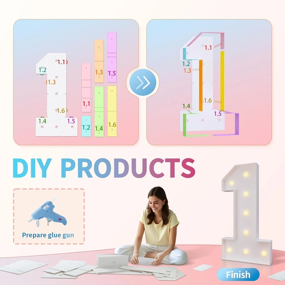 3 英尺 Light Up 大帐篷编号 21 - 适合生日和周年纪念装饰 — 第 4/4 张图片