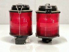 Original Tranberg Red Fiber Glass Ship Salvage Nautical Electric Lamp Set Of 2 Original Tranberg Red Fiber Glass Ship Salvage Nautical Electric Lamp Set Of 2