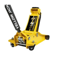 YELLOW JACKET Low Profile Floor Jack with Dual Pumps Quickly Lift Hydraulic C...